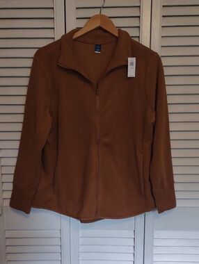 NWT Old Navy Microfleece Zip Jacket Size LP Large Petite Sycamore Bark